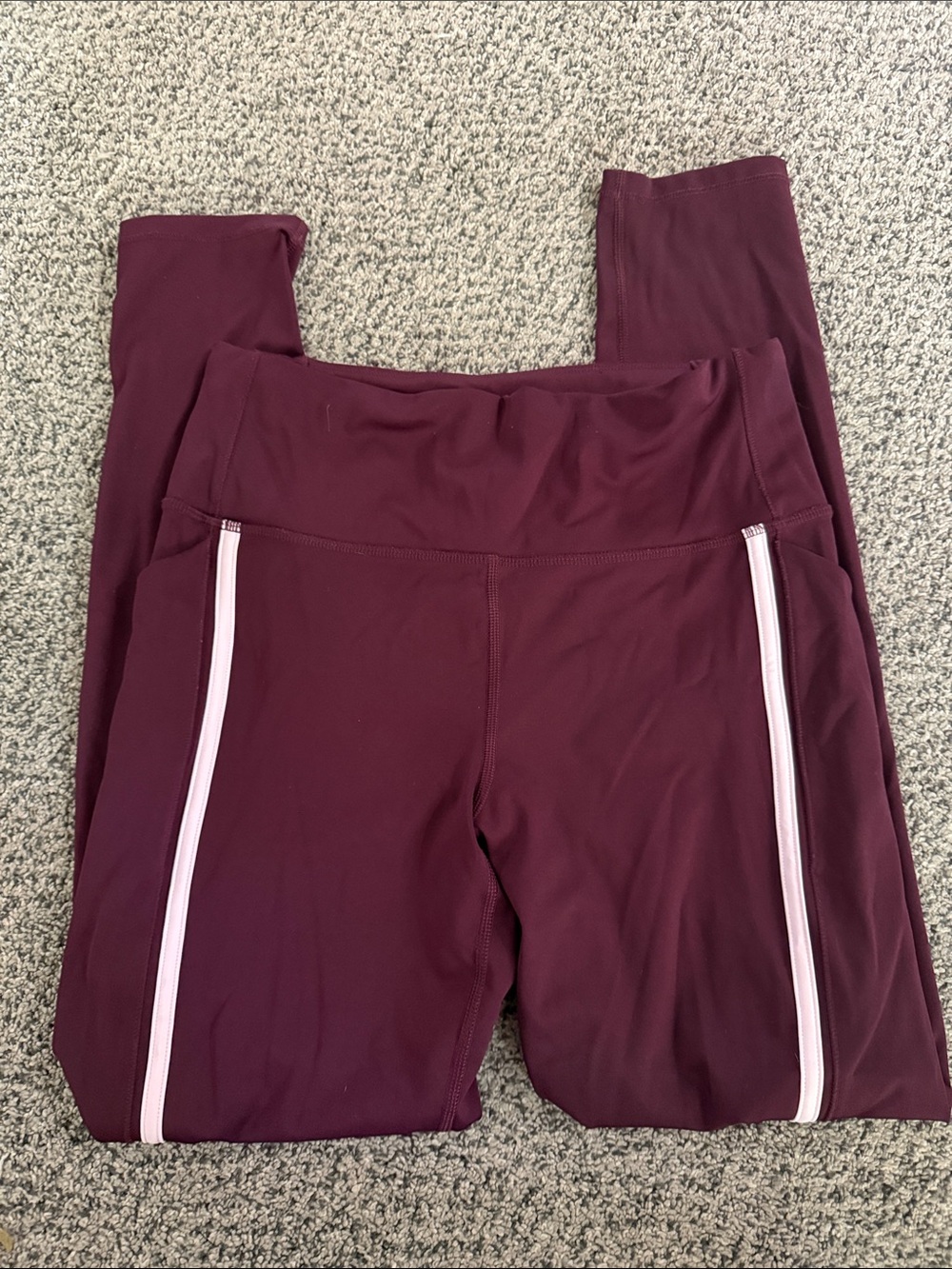 Women’s DSG Burgundy Active Leggings with Side Stripe NWOT
